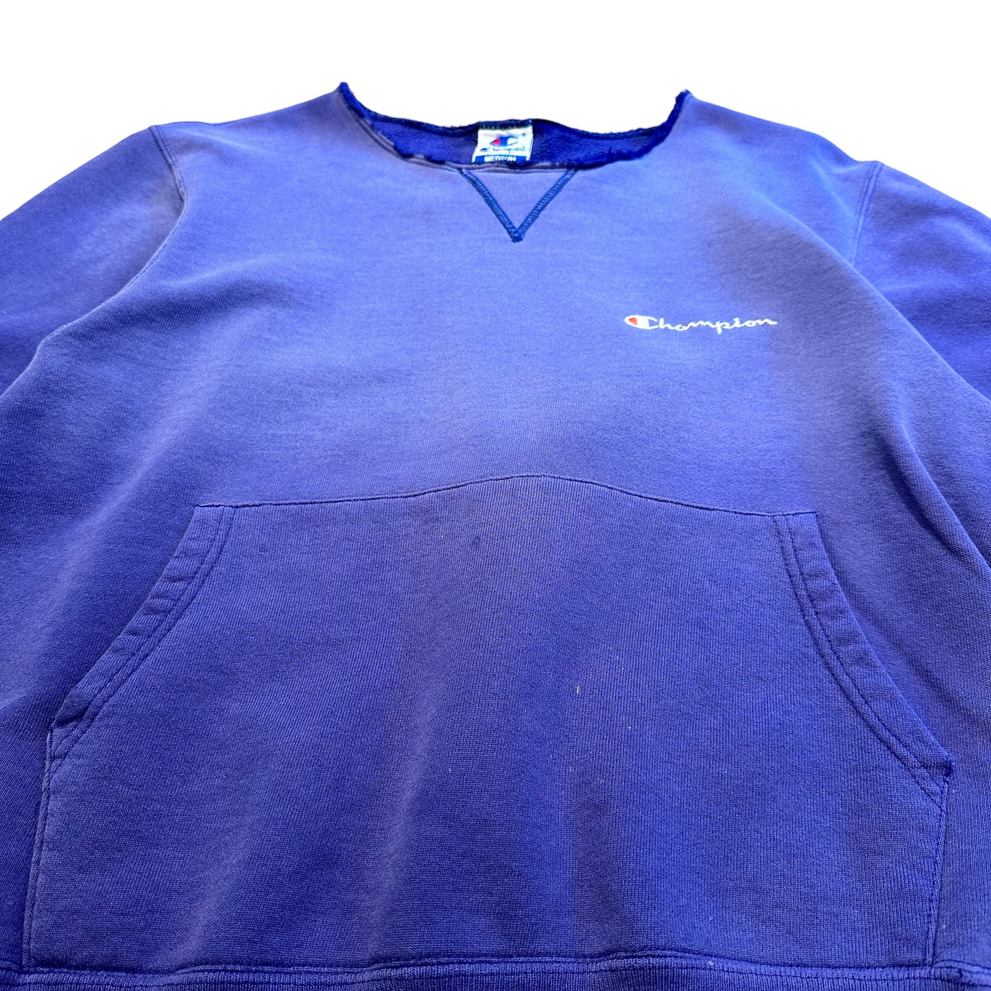 90s 刺繍タグ チャンピオンリバースウィーブ REVERSE WEAVE ダメージ 珍品 古着 ヴィンテージ 前V