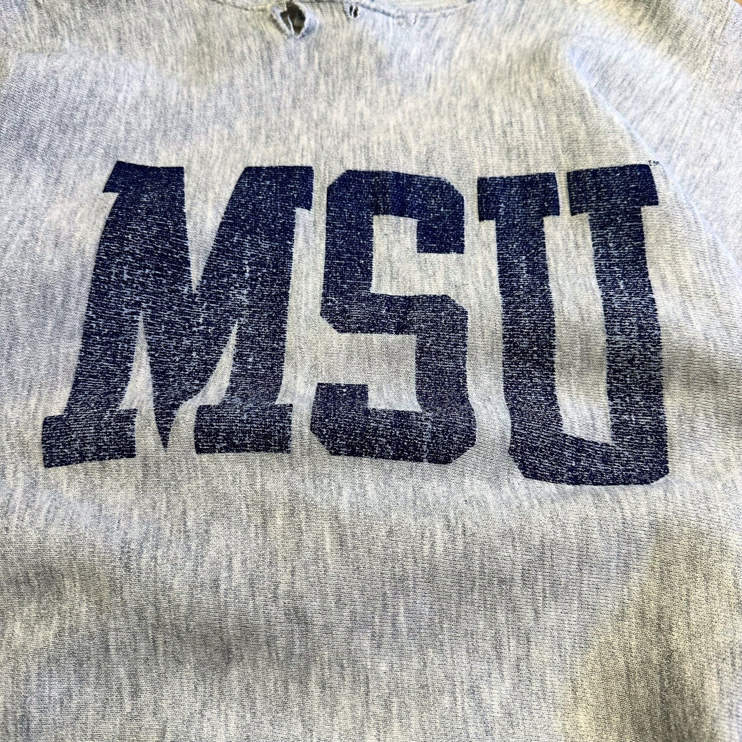 90s 刺繍タグ チャンピオンリバースウィーヴ MSU Champion REVERSE WEAVE ヴィンテージ ダメージ