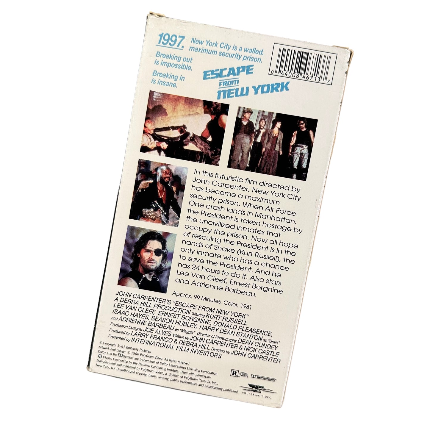 VHS ビデオテープ 輸入版 ニューヨーク1997 Escape from New York 海外版 USA アメリカ ヴィンテージ ビデオ 紙ジャケ