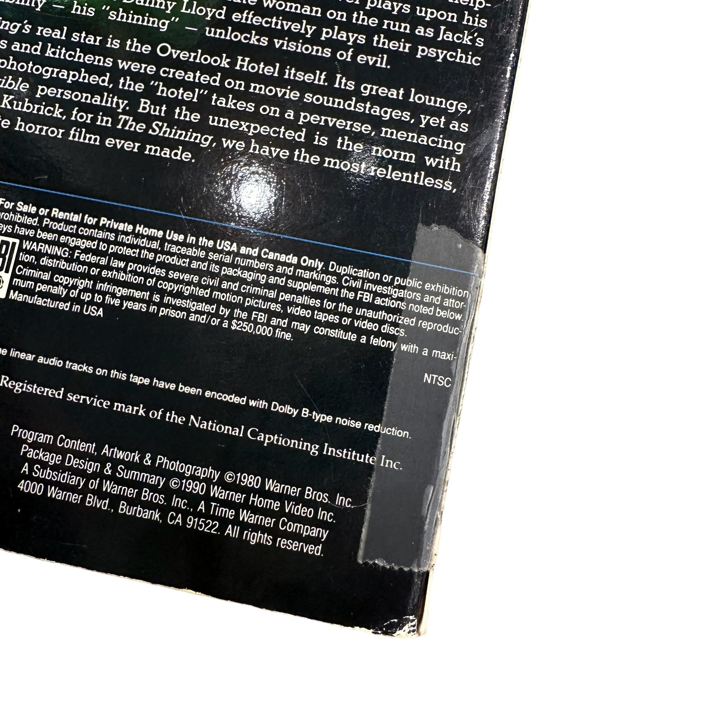 VHS ビデオテープ 輸入版 シャイニング The Shining 海外版 USA アメリカ ヴィンテージ ビデオ 紙ジャケ
