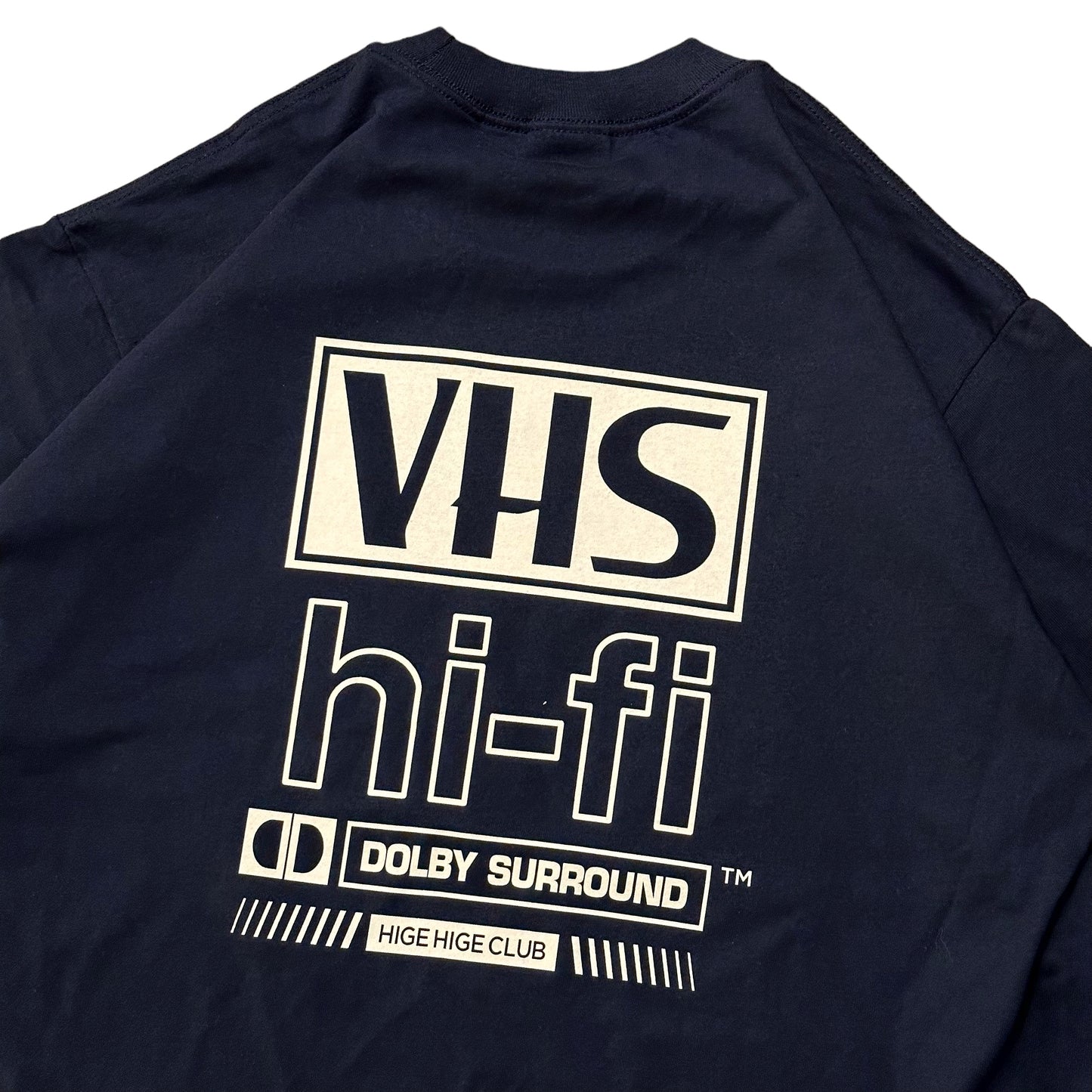 VHS ロンT「HHC 髭髭倶楽部」 x 「LIPIT-ISCHTAR」コラボTシャツ higehigeclub リピト・イシュタールhhc ポロクラブ ネイビー