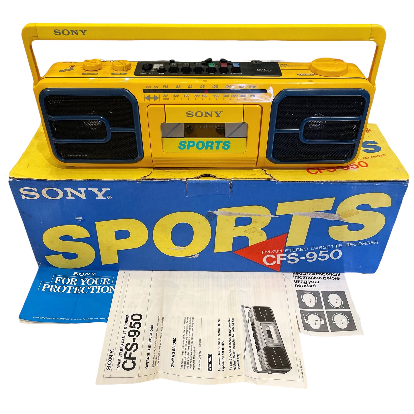 1985 ラジカセ SONY SPORTS ソニースポーツ Boombox CFS-950 IN BOX 可動品 箱付き ヴィンテージ