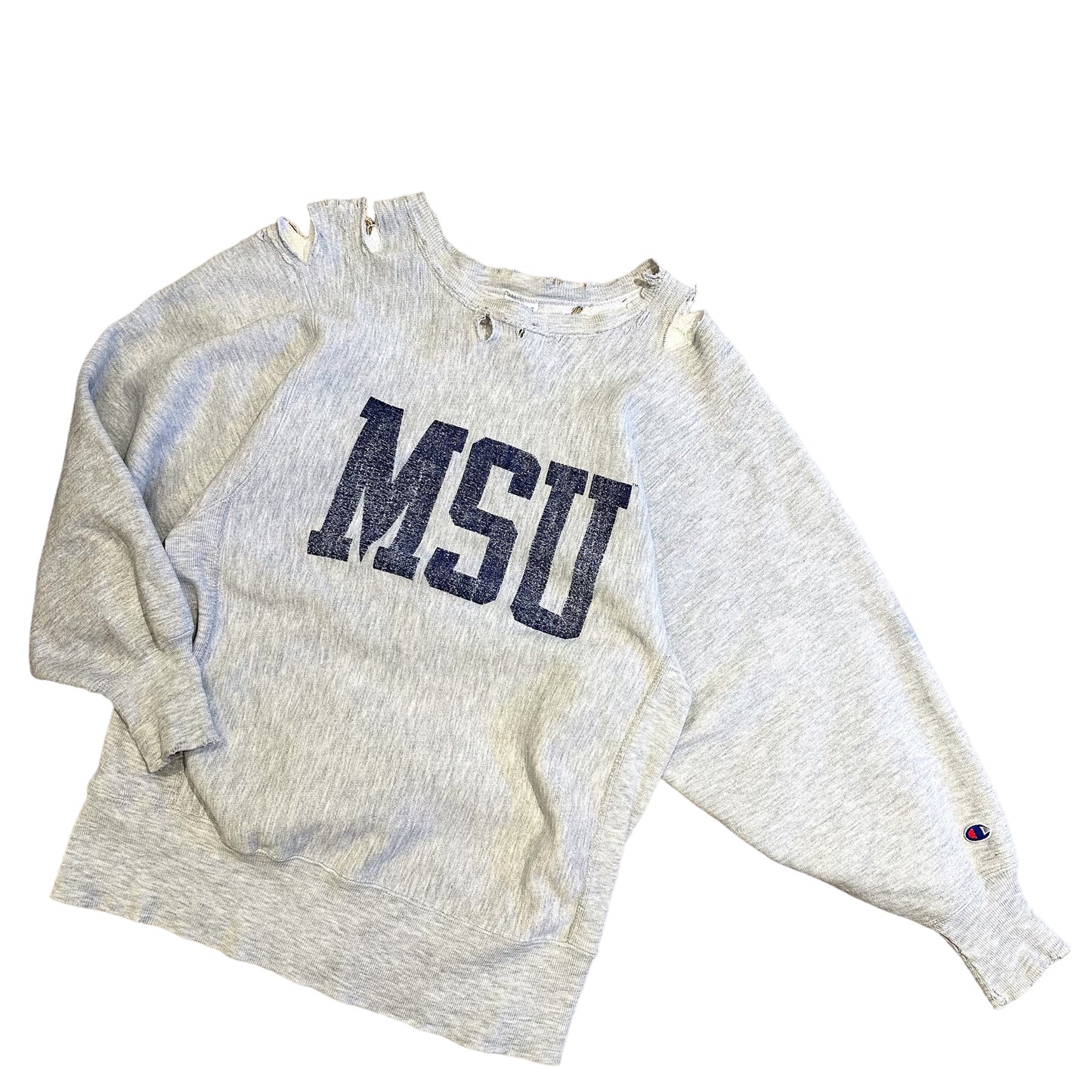 90s 刺繍タグ チャンピオンリバースウィーヴ MSU Champion REVERSE WEAVE ヴィンテージ ダメージ