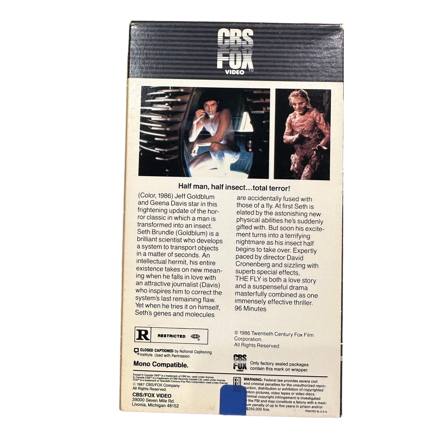 VHS ビデオテープ 輸入版 ザ・フライ The Fly 海外版 USA アメリカ ヴィンテージビデオ 紙ジャケ