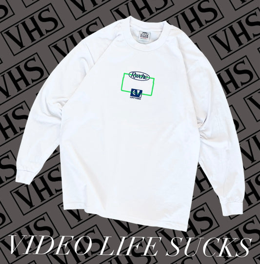 rwche x LIPIT VIDEO コラボ L/S Tee VIDEO LIFE SUCKS ローチ リピト ビデオ KIOSCO キオスコ VHS
