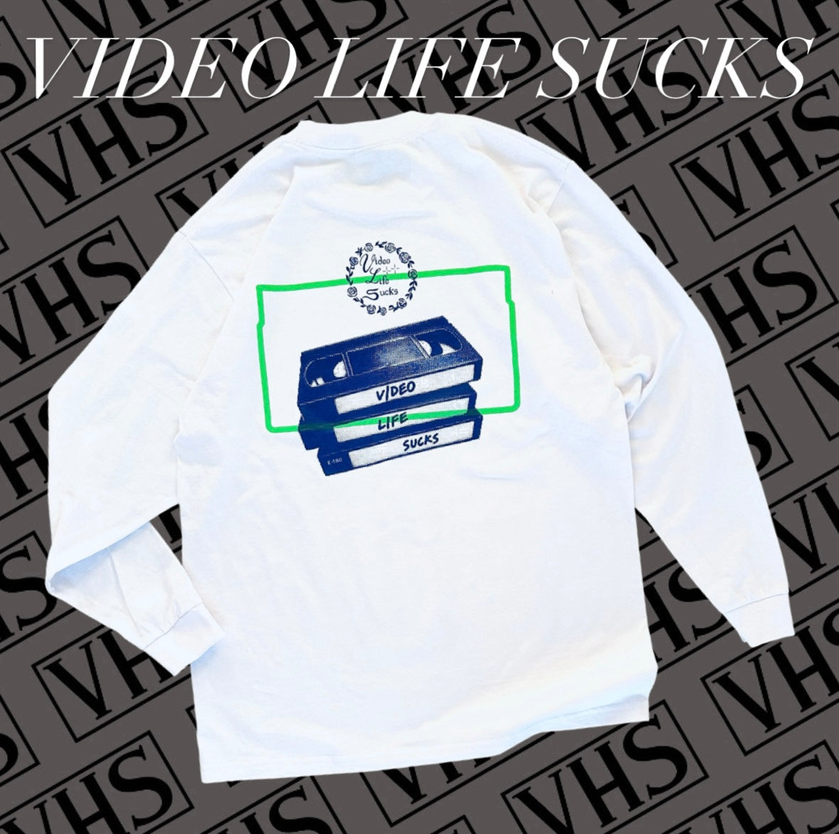 rwche x LIPIT VIDEO コラボ L/S Tee VIDEO LIFE SUCKS ローチ リピト ビデオ KIOSCO キオスコ VHS
