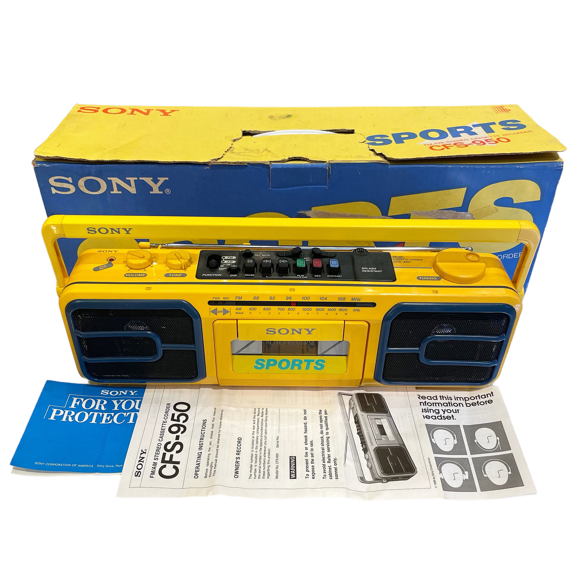 1985 ラジカセ SONY SPORTS ソニースポーツ Boombox CFS-950 IN BOX