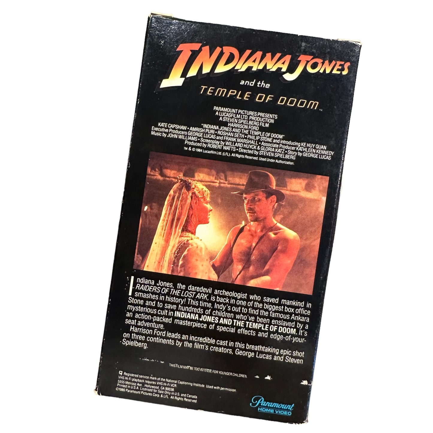 VHS ビデオテープ 輸入版 インディ・ジョーンズ / 魔宮の伝説 Indiana Jones and the Temple of Doom 海外版 USA アメリカ ヴィンテージ ビデオ 紙ジャケ